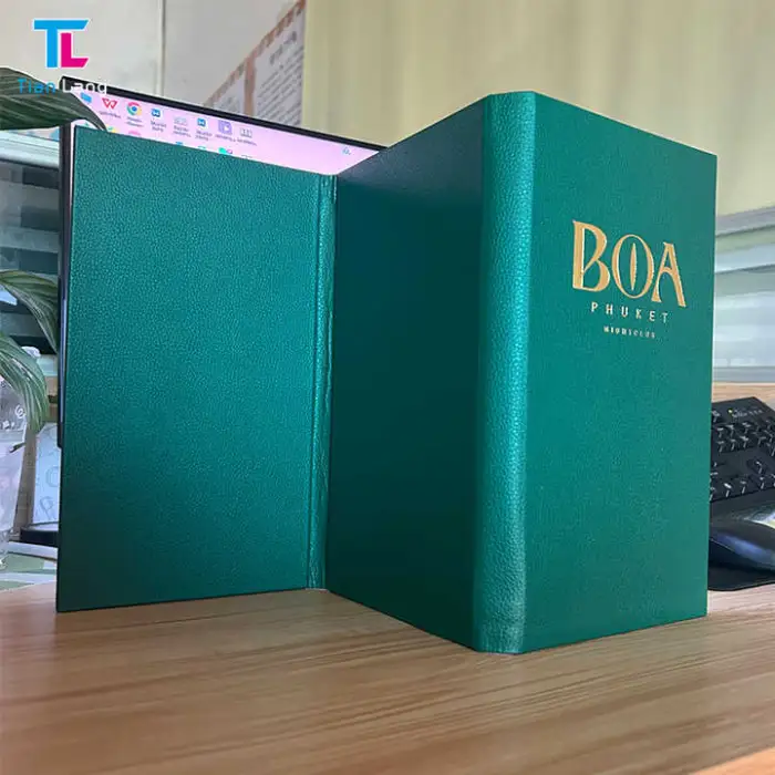 Leather Menu Wedding Restaurant Card bar Custom Cover Hotel Restaurant Menu Book Green