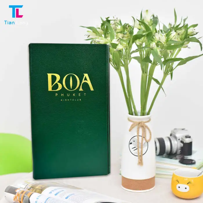 Leather Menu Wedding Restaurant Card bar Custom Cover Hotel Restaurant Menu Book Green