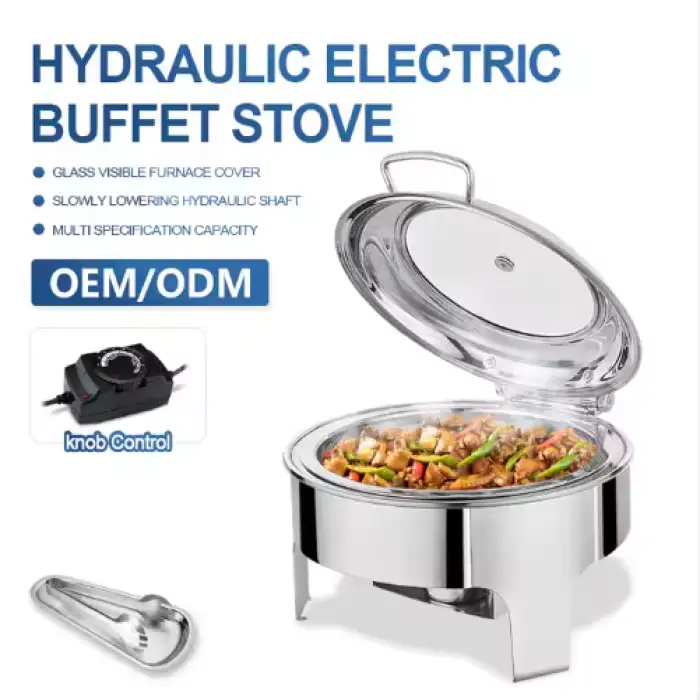 Hotel & Restaurant Elegant Silver Round Stainless Steel Buffet Chafing Dish Buffet Set