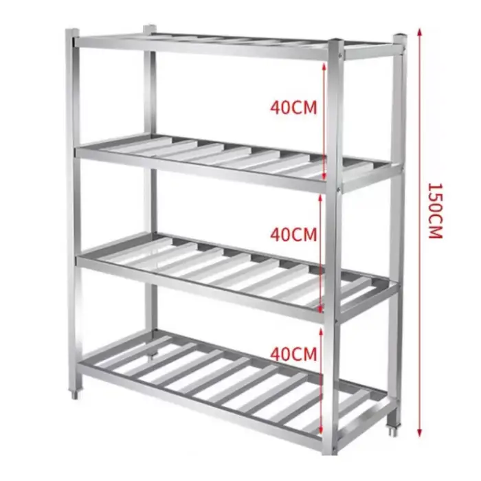 Commercial Kitchen Stainless Steel 201 Four-Layer Rack Durable Sturdy Shelves for Restaurants and Hotels