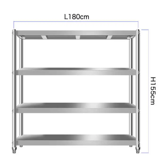 Commercial Kitchen Stainless Steel 201 Four-Layer Rack Durable Sturdy Shelves for Restaurants and Hotels