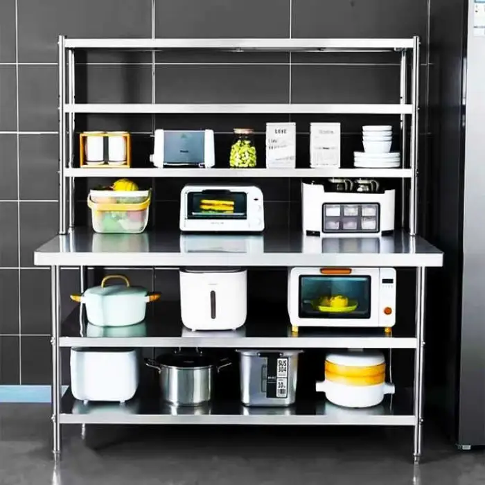 Stainless Steel Work Bench Kitchen Storage Corner Hotel Restaurant Food Storage Shelf Kitchen Wall Shelf
