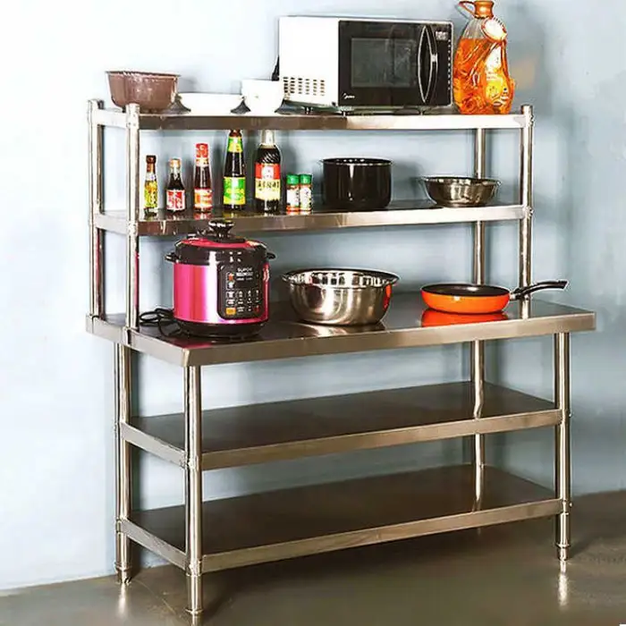 Stainless Steel Work Bench Kitchen Storage Corner Hotel Restaurant Food Storage Shelf Kitchen Wall Shelf