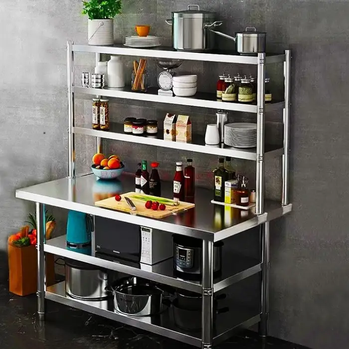 Stainless Steel Work Bench Kitchen Storage Corner Hotel Restaurant Food Storage Shelf Kitchen Wall Shelf