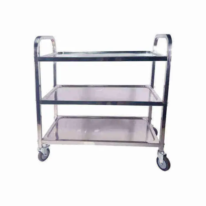 Restaurant and Hotel Supplies Stainless Steel Food Serving Trolley With Dining Cart Kitchen Storage Trolley