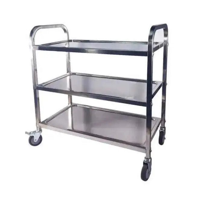 Restaurant and Hotel Supplies Stainless Steel Food Serving Trolley With Dining Cart Kitchen Storage Trolley