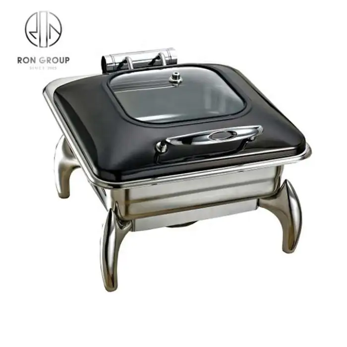 Hotel Catering Equipment Restaurant Luxury Stainless Steel square Food Warmer Chafing Dish Buffet Set