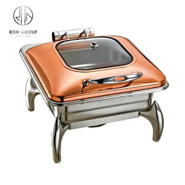 Hotel Catering Equipment Restaurant Luxury Stainless Steel square Food Warmer Chafing Dish Buffet Set