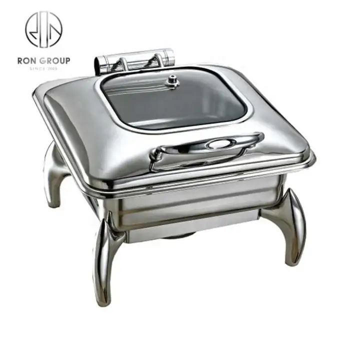 Hotel Catering Equipment Restaurant Luxury Stainless Steel square Food Warmer Chafing Dish Buffet Set