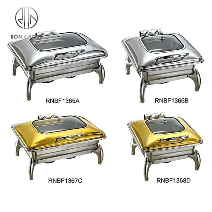 Hotel Catering Equipment Restaurant Luxury Stainless Steel square Food Warmer Chafing Dish Buffet Set