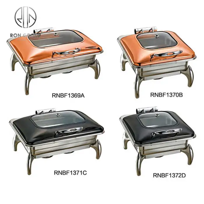 Hotel Catering Equipment Restaurant Luxury Stainless Steel square Food Warmer Chafing Dish Buffet Set