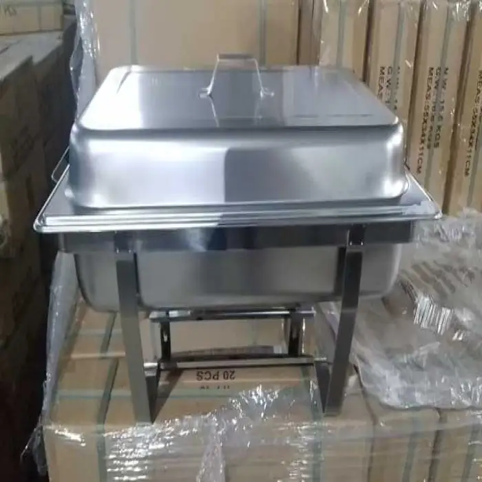 GRT-6801 Modern Silver 9L Catering Serving Chafing Dish Stainless Steel Buffet Food Warmer for Hotels Restaurants Fuel Heating