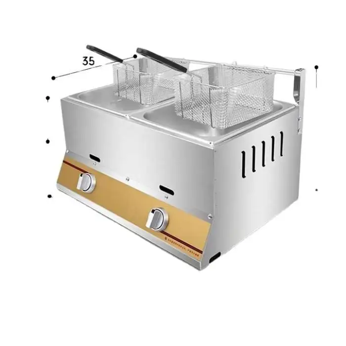 6+6L Gas Chip Deep Fryer for Hotel and Restaurant Thickened Stainless Steel