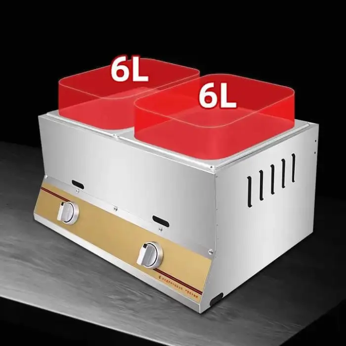 6+6L Gas Chip Deep Fryer for Hotel and Restaurant Thickened Stainless Steel