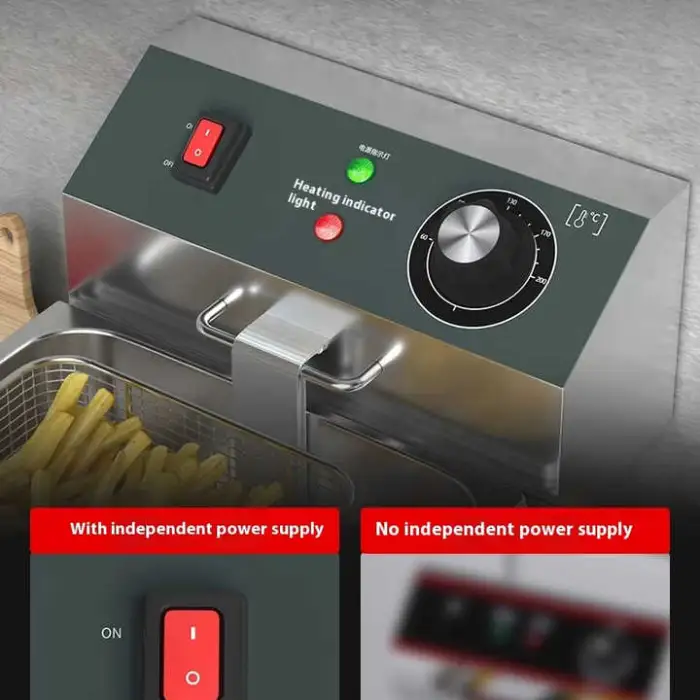 Commercial Electric Deep Fryer with Thickened Stainless Steel Rapid Heating Double Pot and Fishing Net 220v  Condition