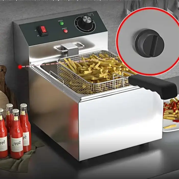 Commercial Electric Deep Fryer with Thickened Stainless Steel Rapid Heating Double Pot and Fishing Net 220v  Condition