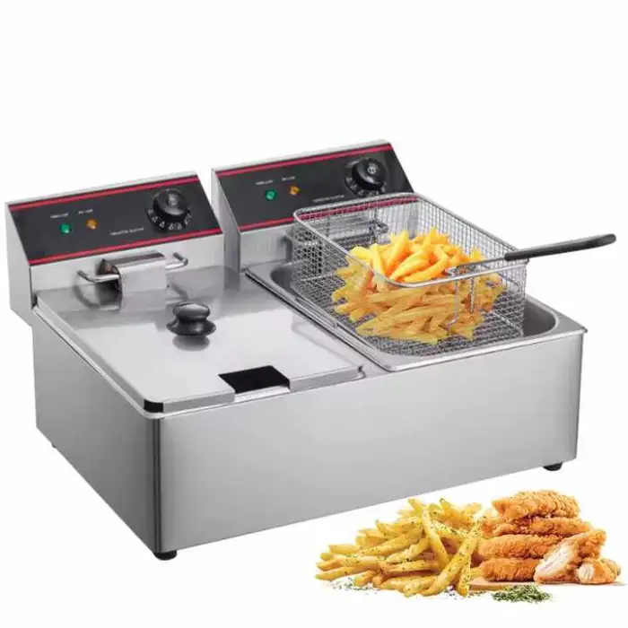 6L Double Oil Fryer Electric Fryer Commercial Electric Furnace High Temperature protection Automatic Constant Temperature 2500W