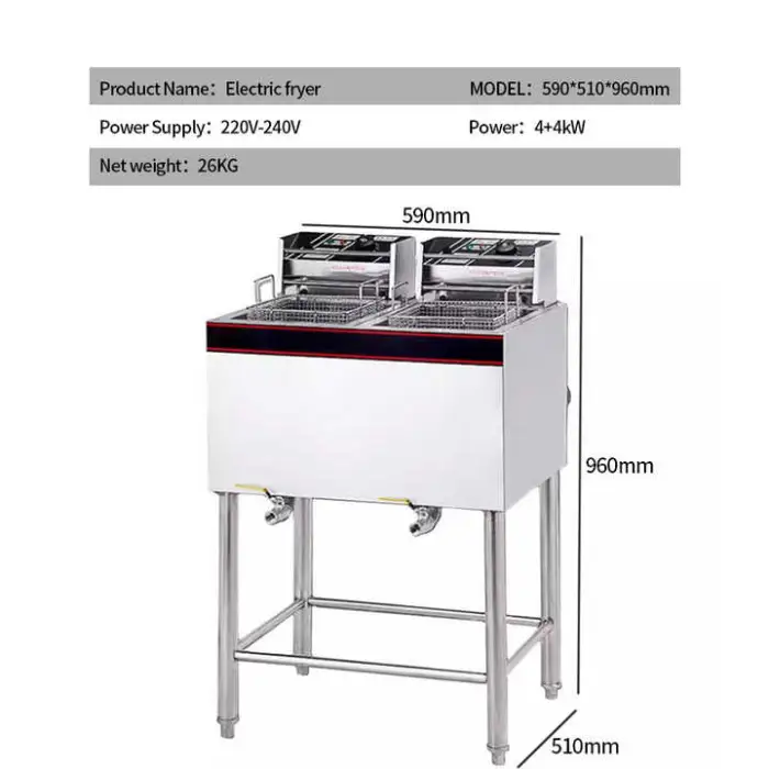 28L Commercial Automatic Electric Fryer Stainless Steel Vertical Fried Food Equipment, Chicken and French Fry Fryer