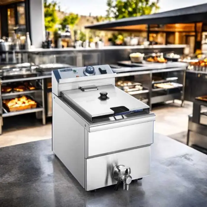 12L Electric Fryer with Drain Tap Large Capacity Stainless Steel Chicken Deep Fryer Machine