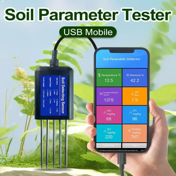 7 in 1 Soil Sensor NPK/pH/EC/Temperature/Moisture/Salinity RS485/4-20mA Output for IoT Integration