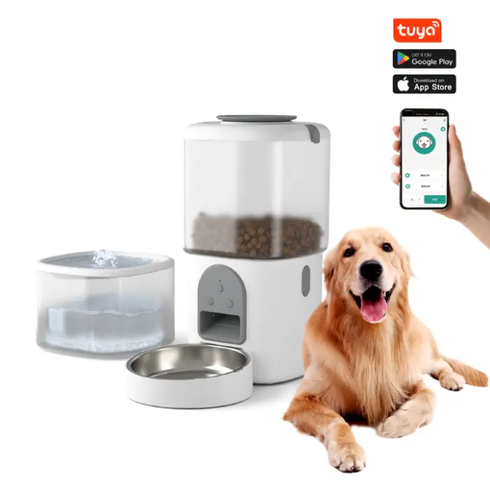 2 in 1 Smart Automatic Cat Dog Pet Feeder 4L Dry Food Treat Dispenser Electric Auto Pet Food Timed Feeders