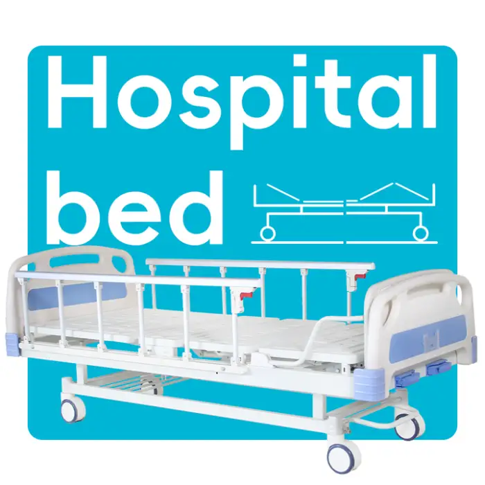 2-Crank Manual Nursing Bed Medical Hospital Bed Furniture Made of Steel ABS & Iron for Patients