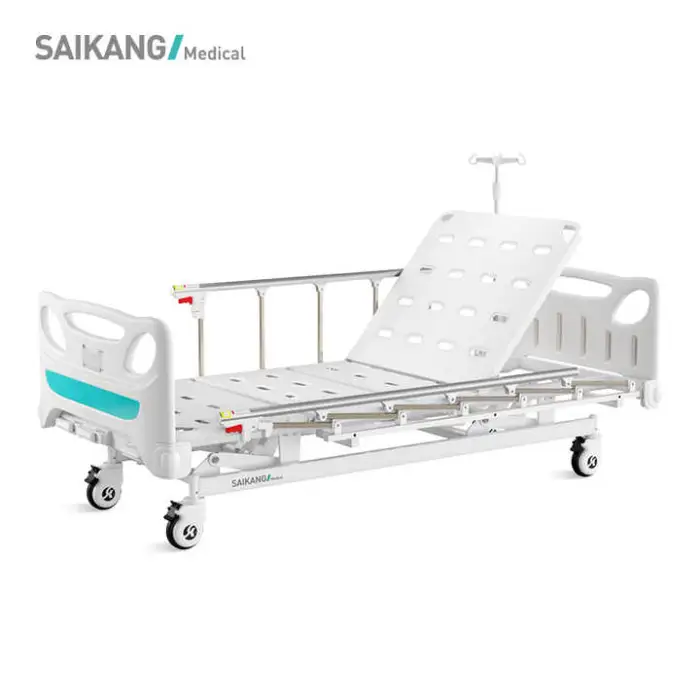 Stainless Steel Manual Medical Bed Movable 3-Function Hospital Clinic Bed Durable Metal Material