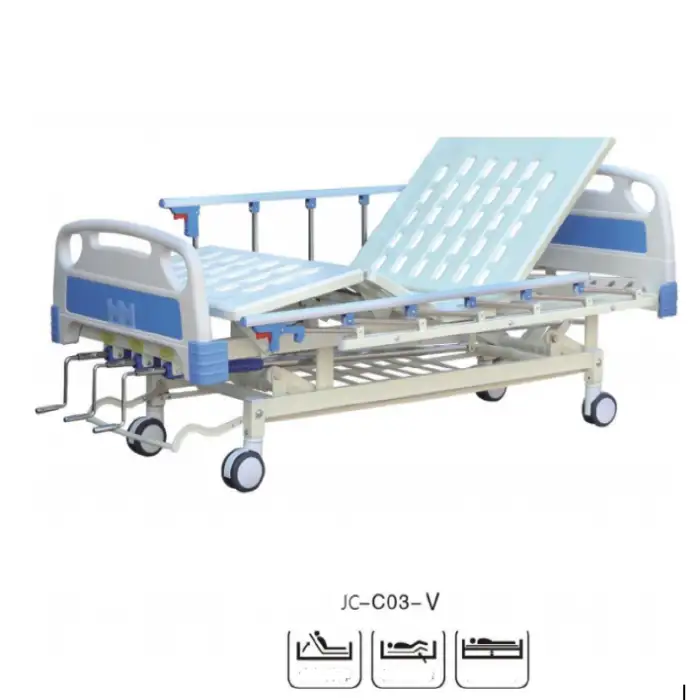 Hospital Home Casters Lifting and Down Care Nursing Bed Three Function Manual Hospital Bed