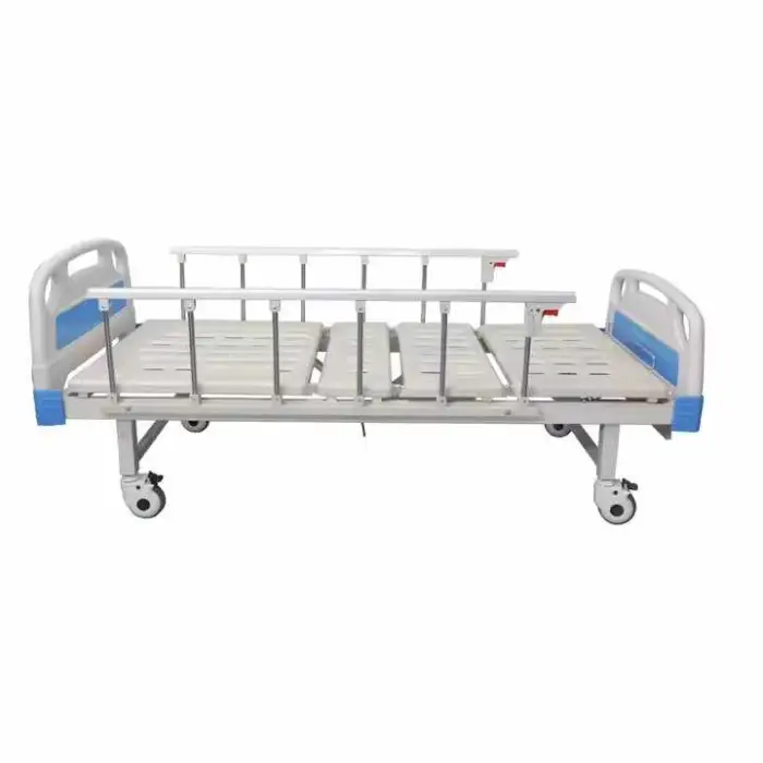 Two Crank Manual Hospital Bed for Nursing and Patient Care Durable Metal and Plastic Hospital Furniture