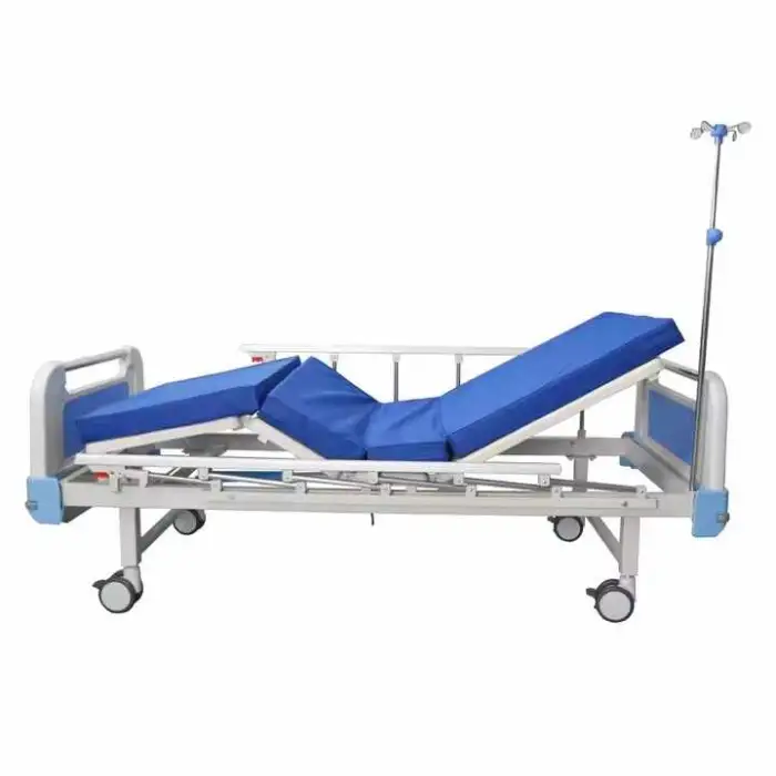 Two Crank Manual Hospital Bed for Nursing and Patient Care Durable Metal and Plastic Hospital Furniture