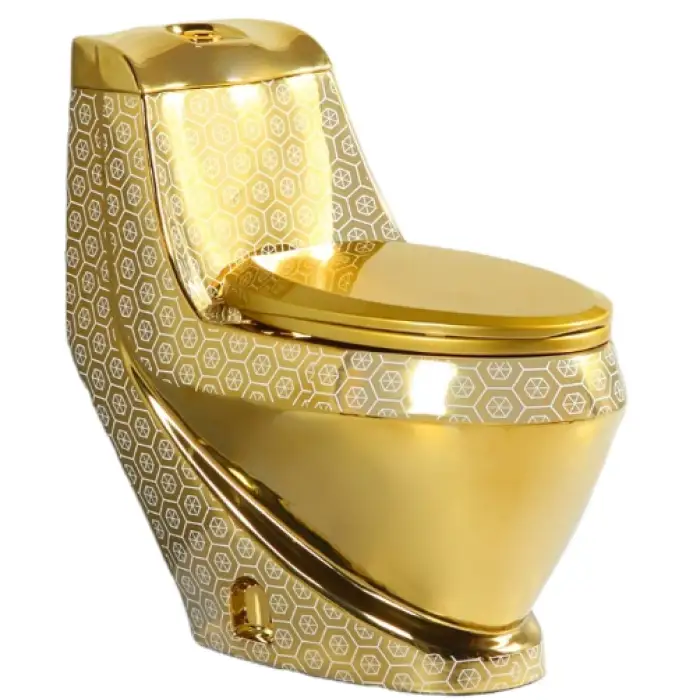 Modern One-Piece Golden Ceramic Toilet