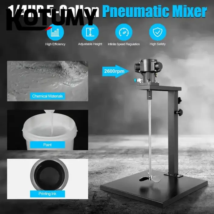 Automatic Industrial Paint Mixer Stainless Steel Pneumatic Agitator High Adjustable Height