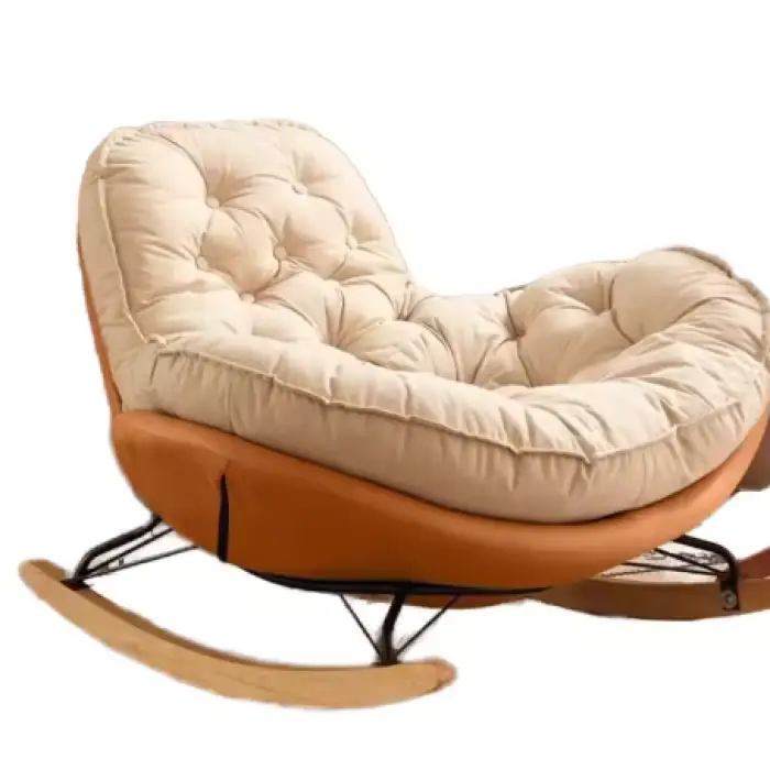 Modern Luxury Living Room Chairs Egg Rocking Recliner Chair Lounge Sofa Single Lazy Magical Metal Frame Adult Bedroom Furniture