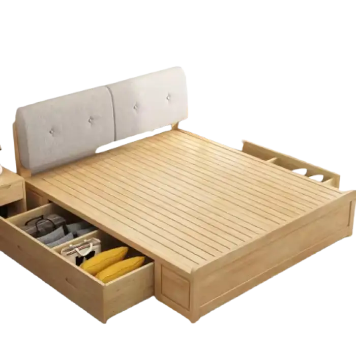Solid Wood Nordic Style All Size Bedroom Sets Wooden Bed Box Storage Bed With Night Table Bedroom Furniture for Hotel