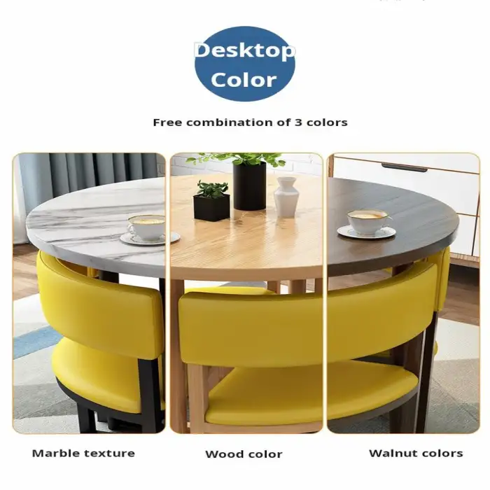 Arrival Restaurant Furniture Sets Colorful Marble Solid Wood Round Table and Chair Sets on Cafe Restaurant