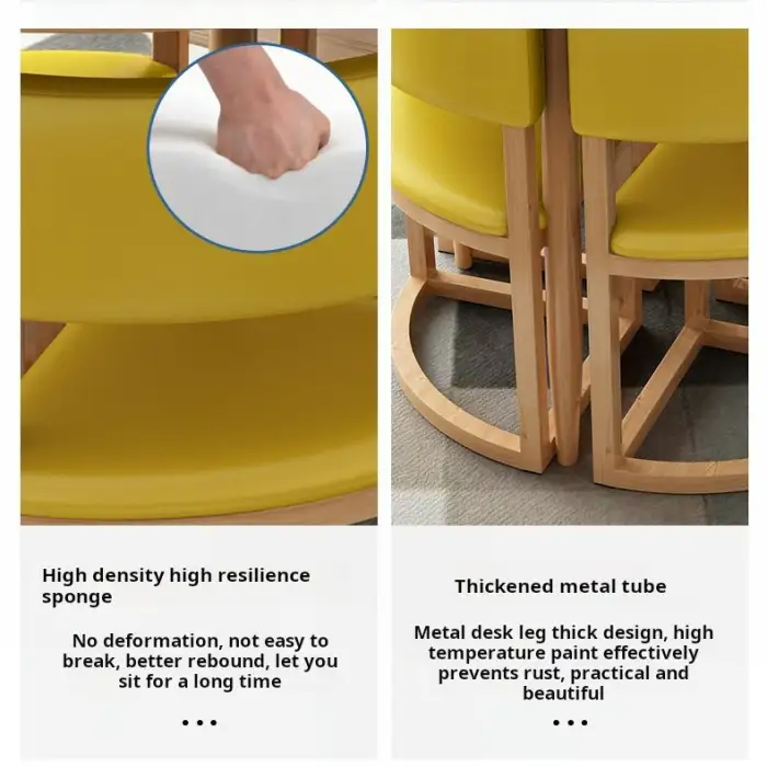 Arrival Restaurant Furniture Sets Colorful Marble Solid Wood Round Table and Chair Sets on Cafe Restaurant