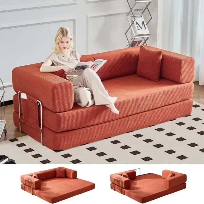 Luxury High Density Compression Modern Fabric Living Room Vacuum Packed Compressed Modular Sofa Bed Couch Set Home Furniture