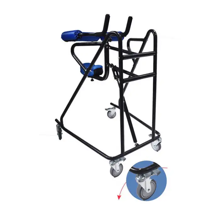Hemiplegia Walker Stand Frame with Seat Wheel Rehabilitation Device Folding Height Adjustable Lower Limb Disabled