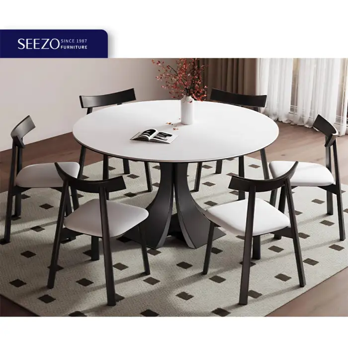 2025 Good  Interior Modern Home Luxury Two Six Seater 4 Personnes Round  Restaurant Furniture Tables