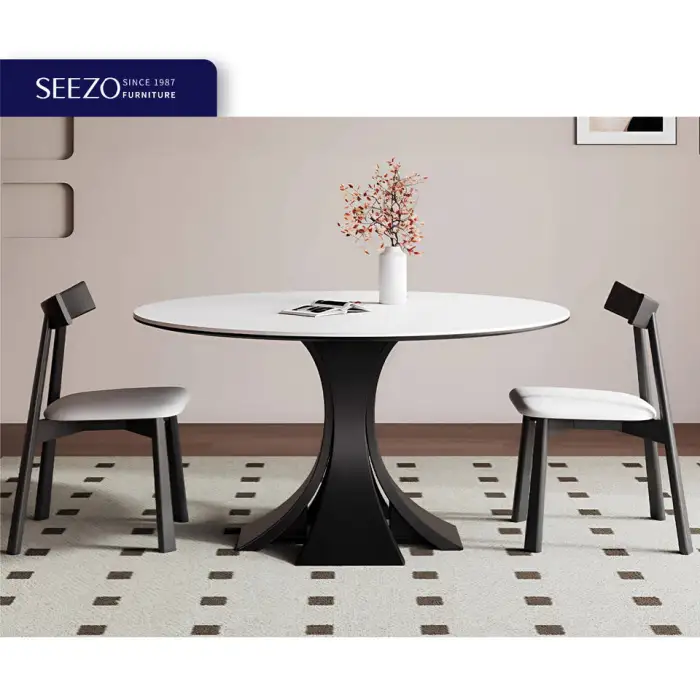 2025 Good  Interior Modern Home Luxury Two Six Seater 4 Personnes Round  Restaurant Furniture Tables