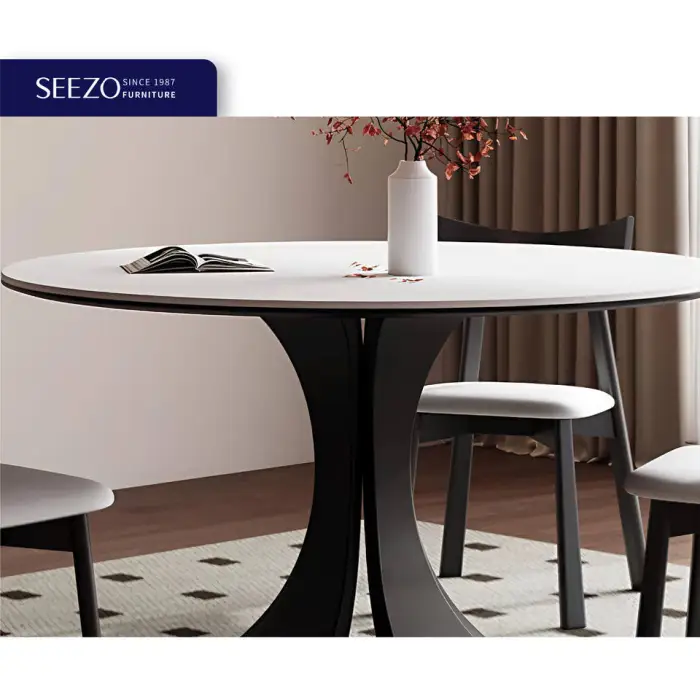2025 Good  Interior Modern Home Luxury Two Six Seater 4 Personnes Round  Restaurant Furniture Tables