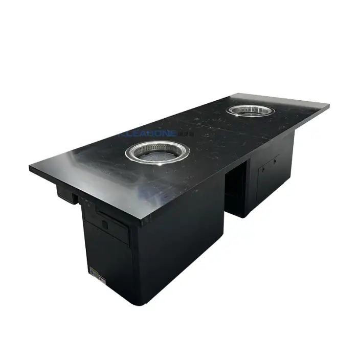 KLEADONE Modern 2-IN-1 Electric Smokeless BBQ Grill Marble Table for 6-8 People Restaurant Furniture