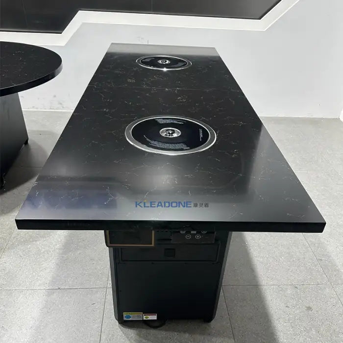 KLEADONE Modern 2-IN-1 Electric Smokeless BBQ Grill Marble Table for 6-8 People Restaurant Furniture