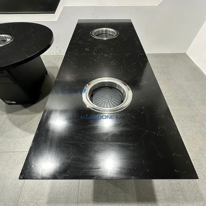 KLEADONE Modern 2-IN-1 Electric Smokeless BBQ Grill Marble Table for 6-8 People Restaurant Furniture