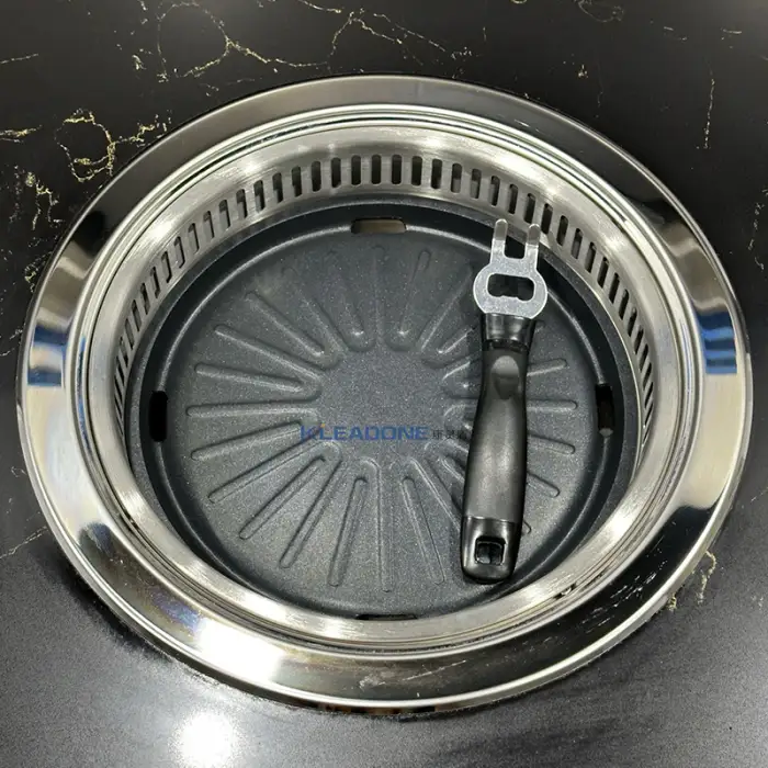 KLEADONE Modern 2-IN-1 Electric Smokeless BBQ Grill Marble Table for 6-8 People Restaurant Furniture