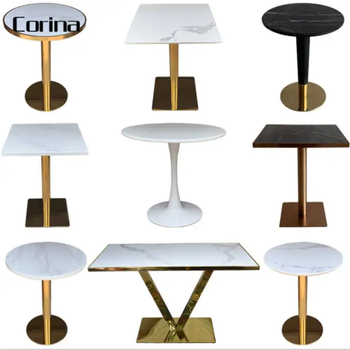 Restaurant Table Set Furniture Custom Size Marble Table Top Modern Restaurant Furniture Set