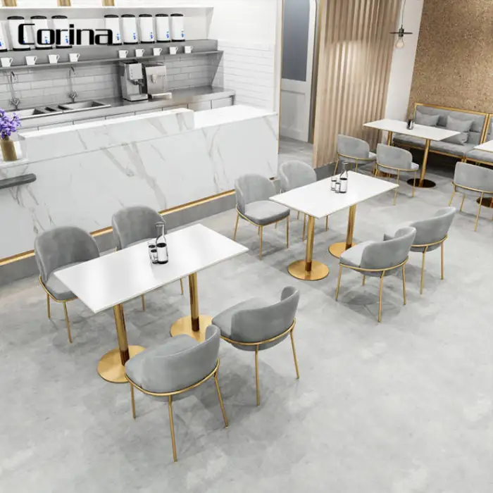 Restaurant Table Set Furniture Custom Size Marble Table Top Modern Restaurant Furniture Set