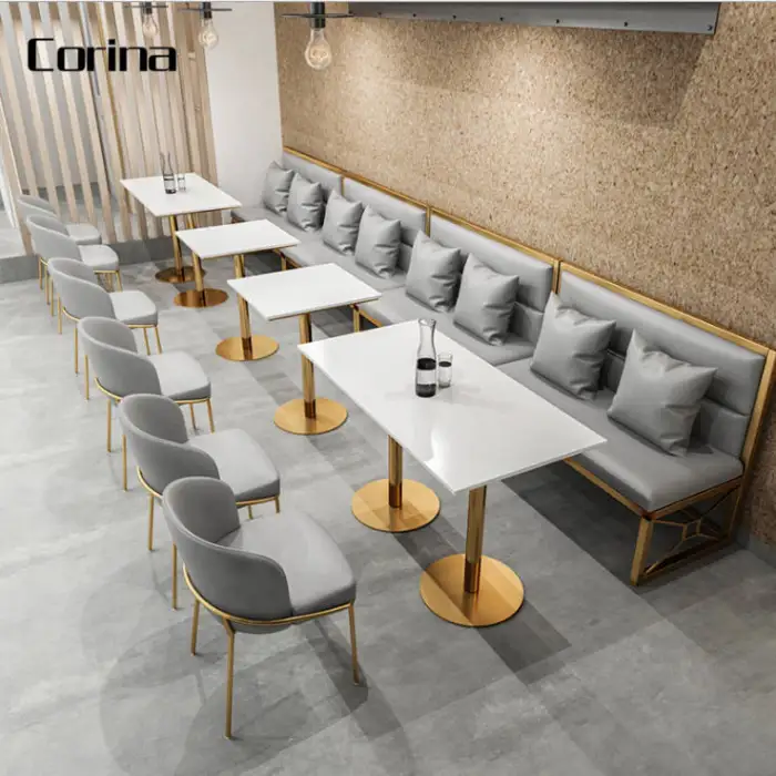 Restaurant Table Set Furniture Custom Size Marble Table Top Modern Restaurant Furniture Set