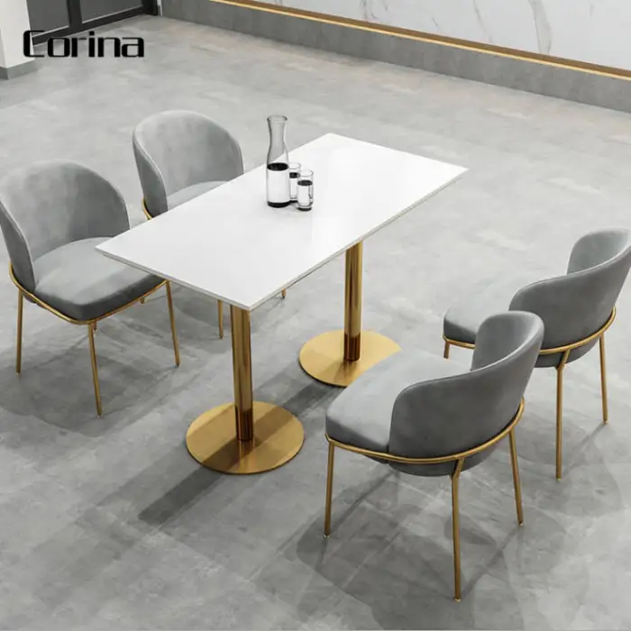 Restaurant Table Set Furniture Custom Size Marble Table Top Modern Restaurant Furniture Set