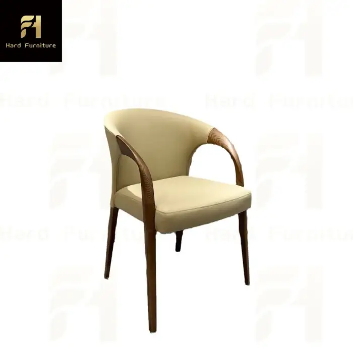 Customizable Modern Solid Wooden Curved Restaurant Dining Table Chairs Set for Living Room Use